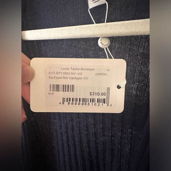 Autumn Cashmere 100% Cashmere Tie Front Rib Cardigan in XS NWT Retail: $330 - Picture 7 of 10